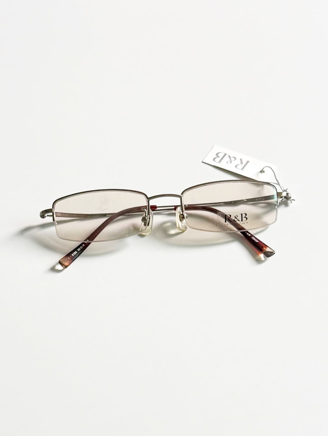 R&B EYEWEAR 반무테 스퀘어 메탈 빈티지 틴트 안경 상품이미지1