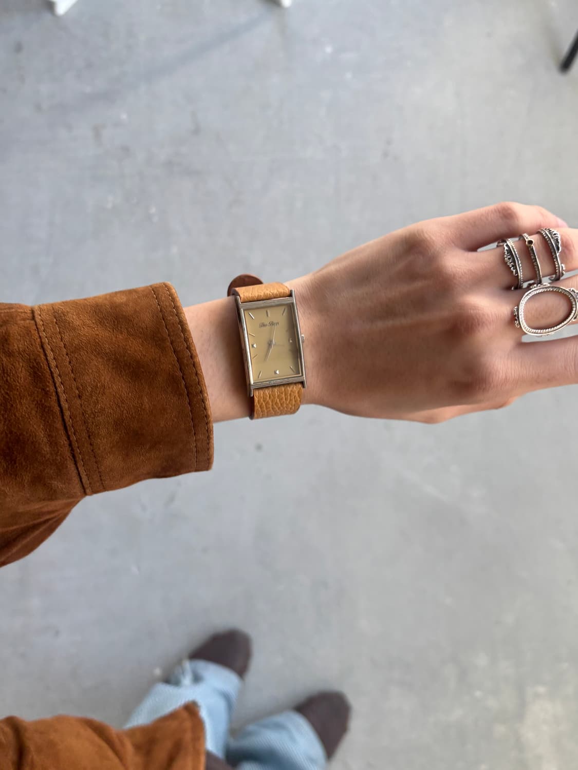 빈티지 옐로 스트랩 워치  상품이미지1