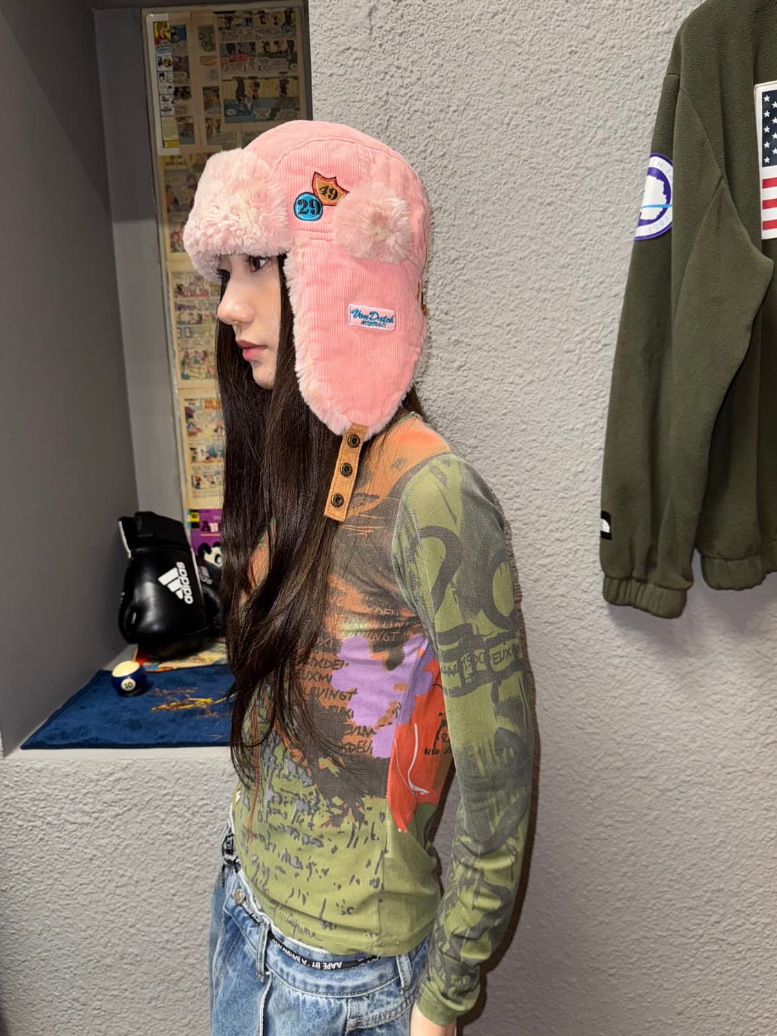Von Dutch 본더치 코듀로이 트루퍼 햇 핑크 상품이미지1