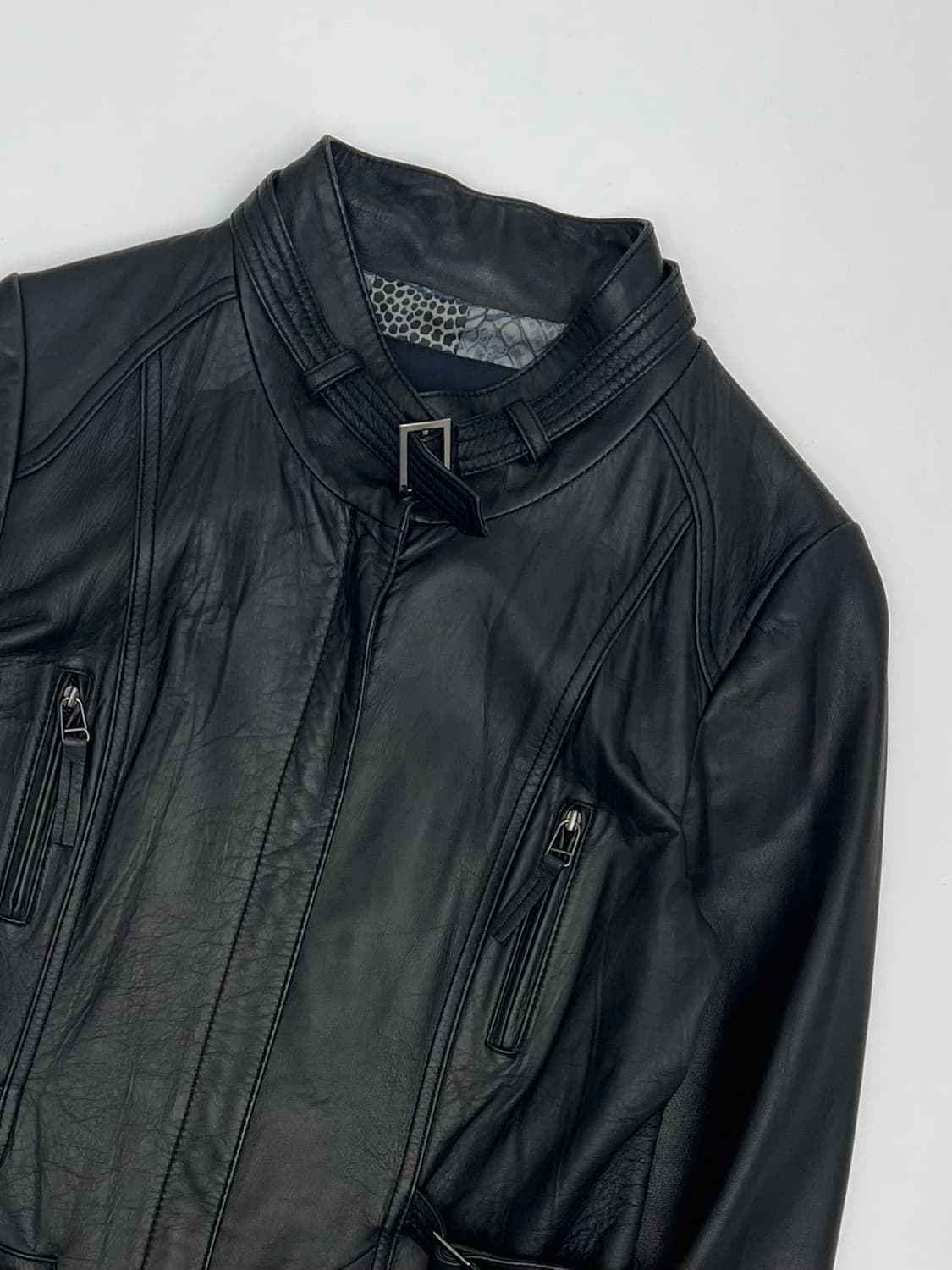 우먼 램스킨 비즈 디테일 레더 자켓 상품이미지2