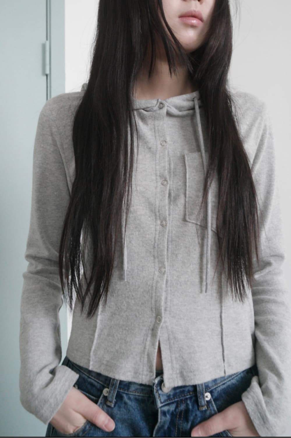 애프터먼데이 캐리 후드 스냅 가디건 상품이미지1