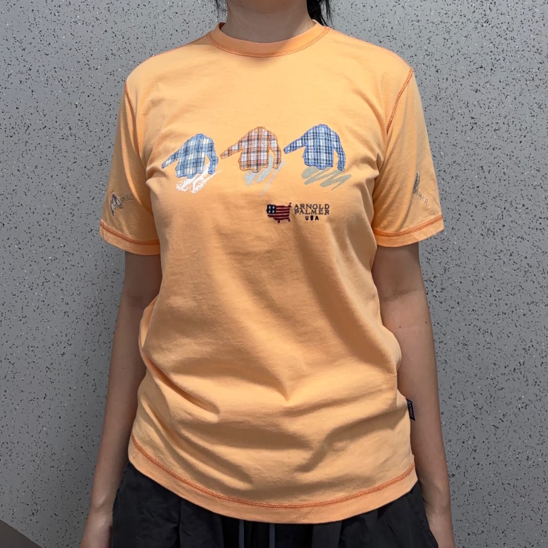 빈티지 자수 포인트 라이트 오렌지 반팔티 상품이미지9