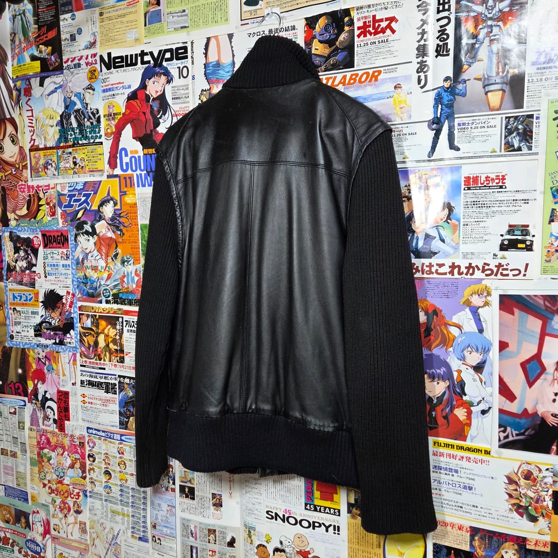 빈티지 양가죽 니트 배색 넥버클 블랙 누빔 자켓 상품이미지6