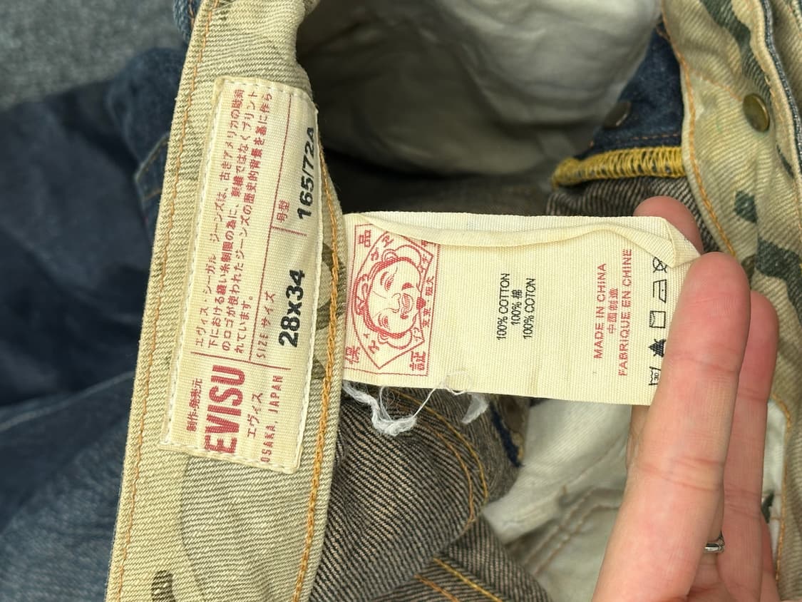 28)에비수 빈티지 포켓 프린팅 여성 셀비지 데님팬츠 상품이미지5