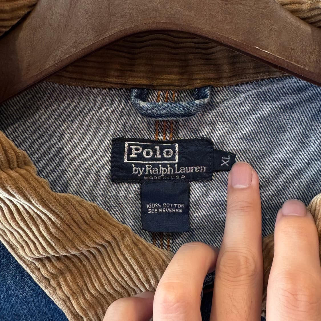 90s 90년대 미국 생산 폴로 정품 덩가리 데님 자켓 상품이미지4