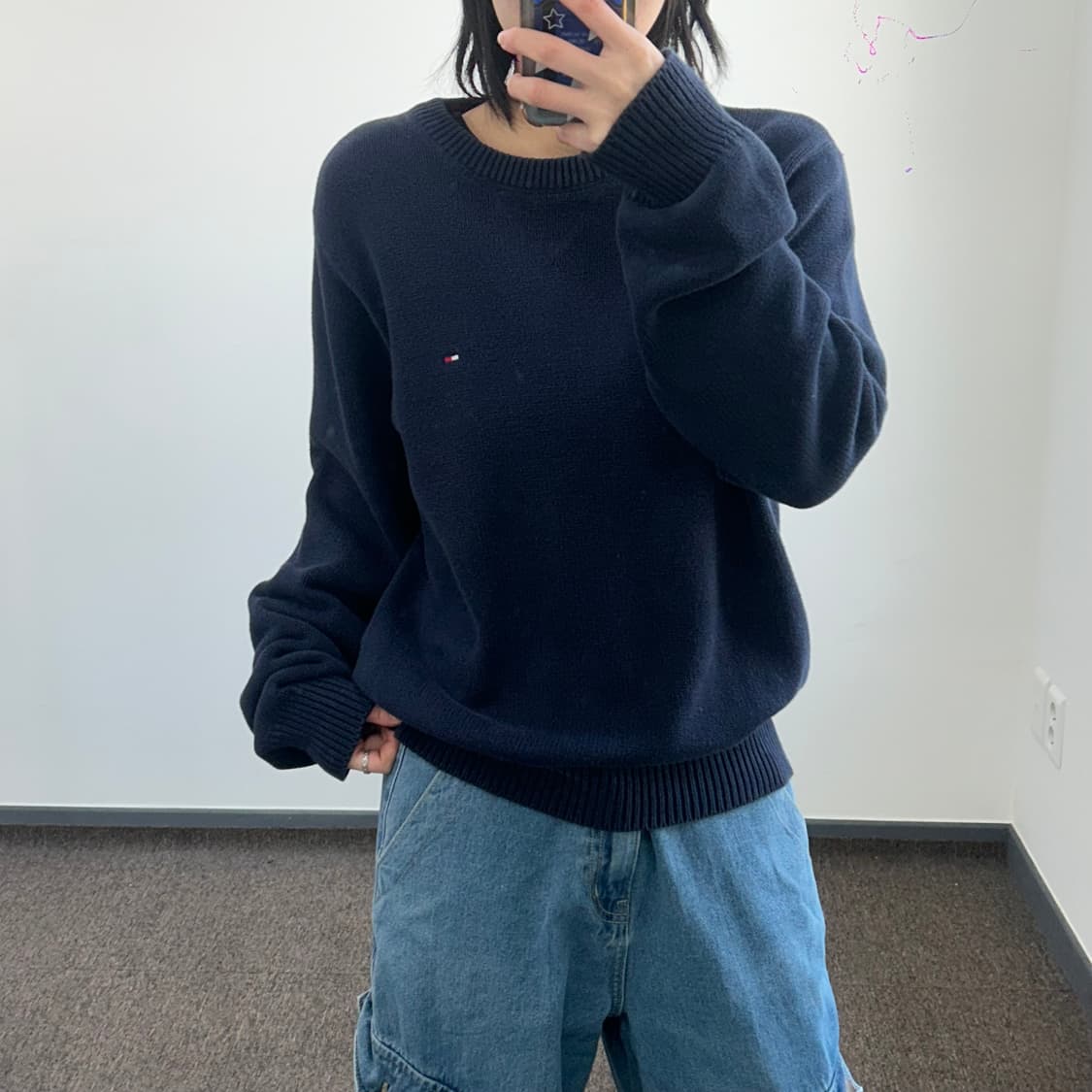 Tommy hilfiger 타미힐피거 스몰로고 네이비 니트 상품이미지1