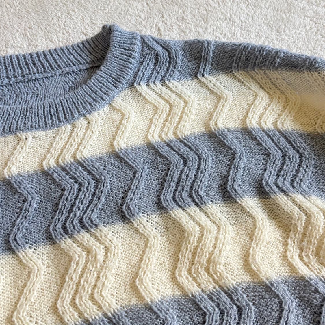 일본빈티지 시나모롤깔 오버핏 스트라이프 니트 상품이미지5