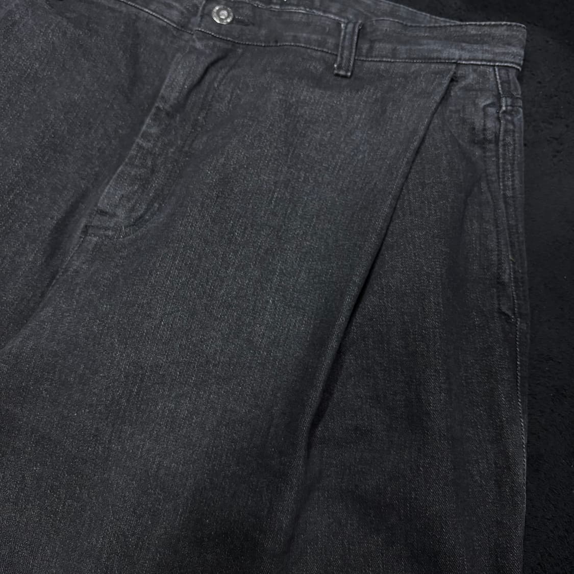 34 비슬로우 흑청 원턱 와이드 데님팬츠 상품이미지3