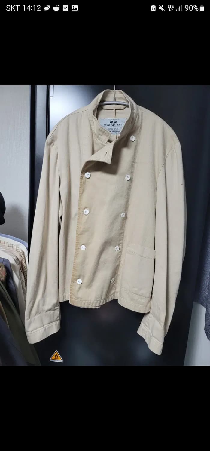 [착샷] 90년대 빈티지 스웨덴군 몰스킨 더블브레스티드 셰프자켓 쿡자켓 상품이미지2