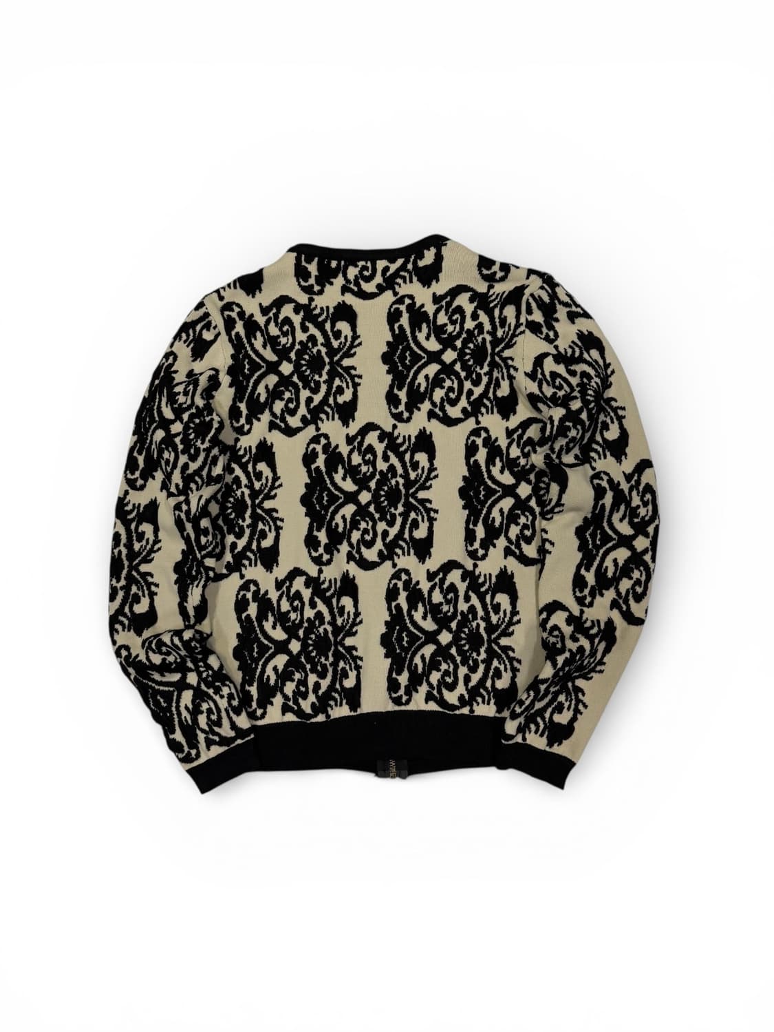 블랙 베이지 다마스크 패턴 코튼 가디건 집업 상품이미지2