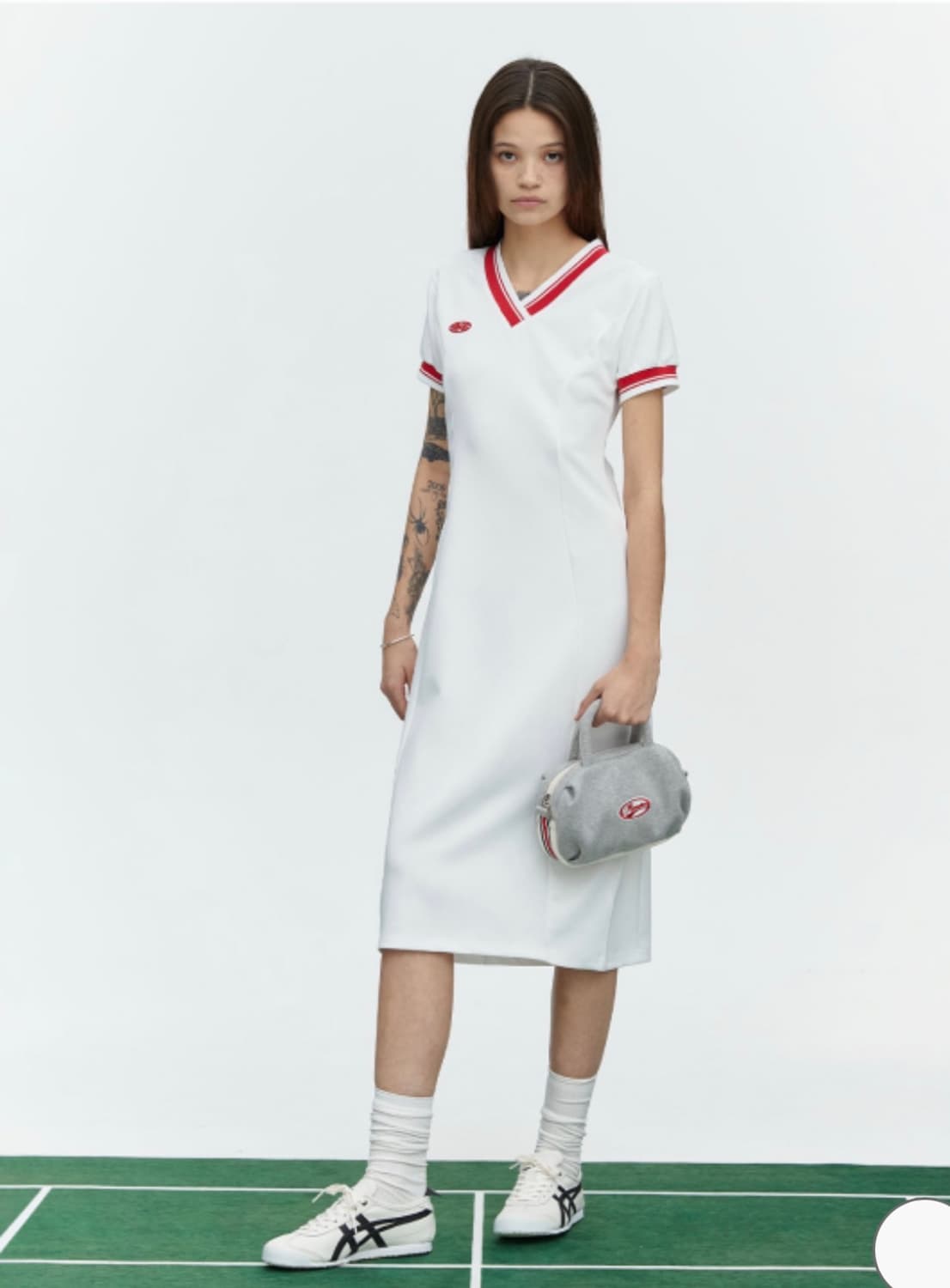 미나수 스트라이프 져지 원피스 (화이트 M) 상품이미지2