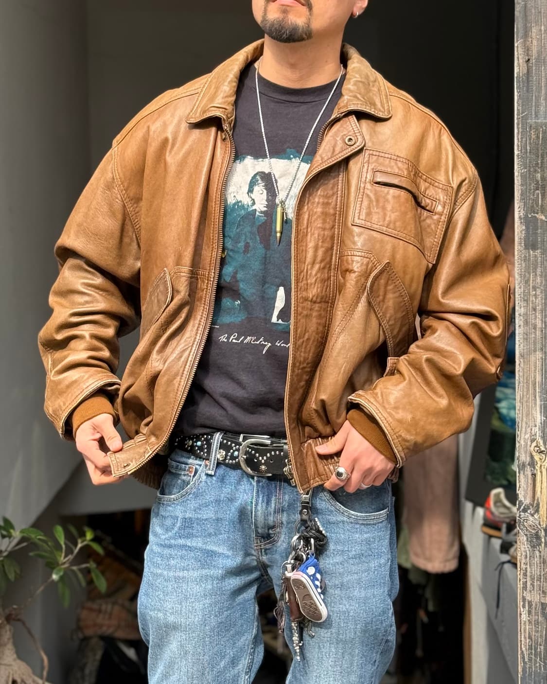 Vintage brown lambskin bomber jacket 상품이미지9