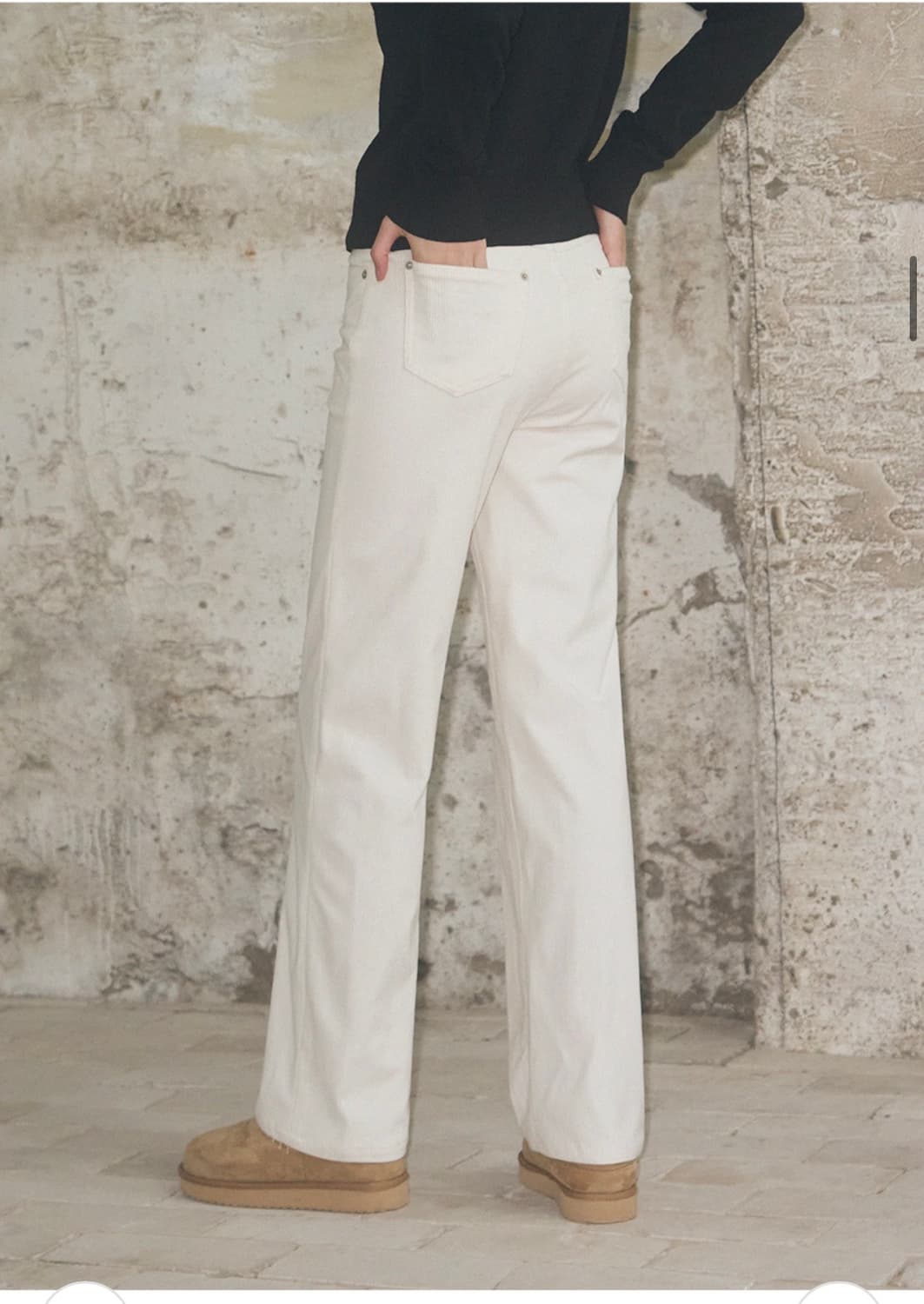 (새상품)(S) 레더리 포켓 스티치 스트레이트 코듀로이 팬츠 CREAM 상품이미지5