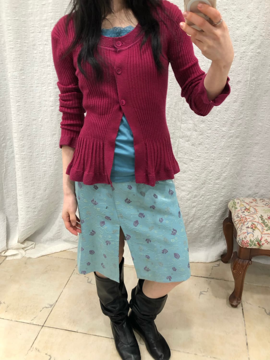 Floral butterfly midi skirt 상품이미지3