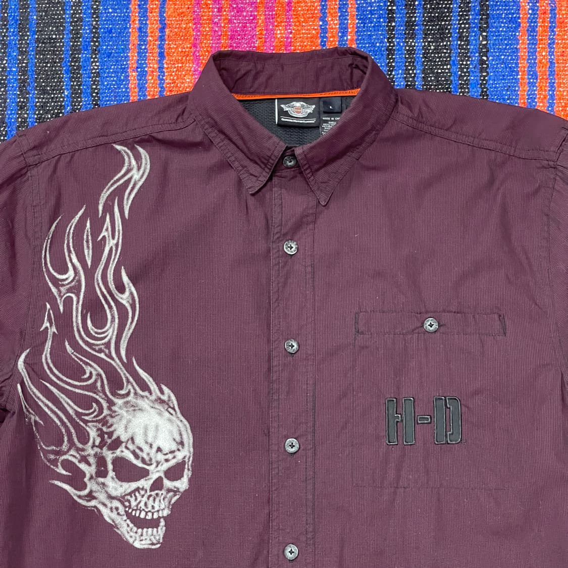 할리데이비슨 반팔셔츠 빈티지 남방 스컬 바이크 상품이미지4