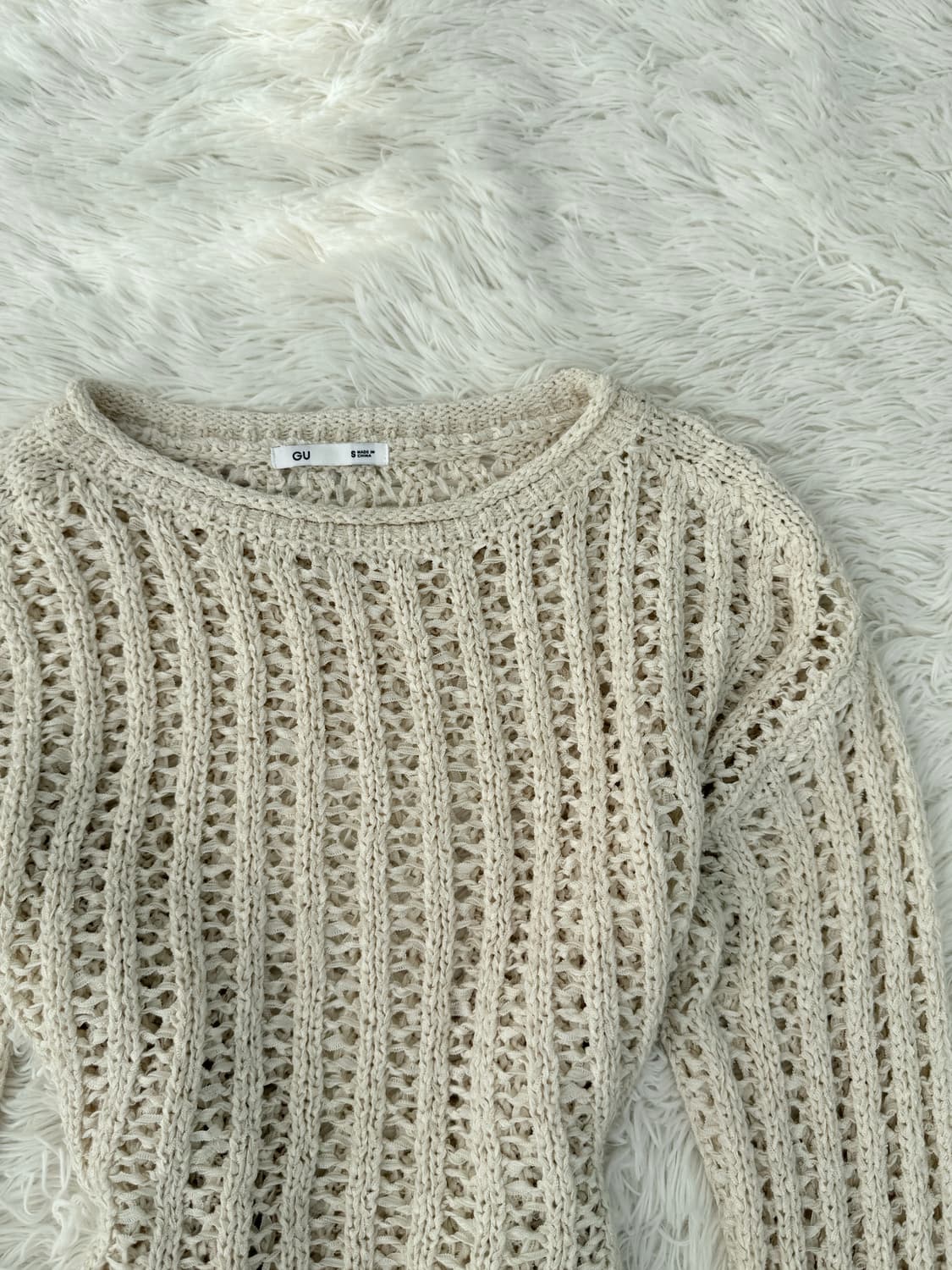 GU 크림 메쉬 니트 상품이미지2
