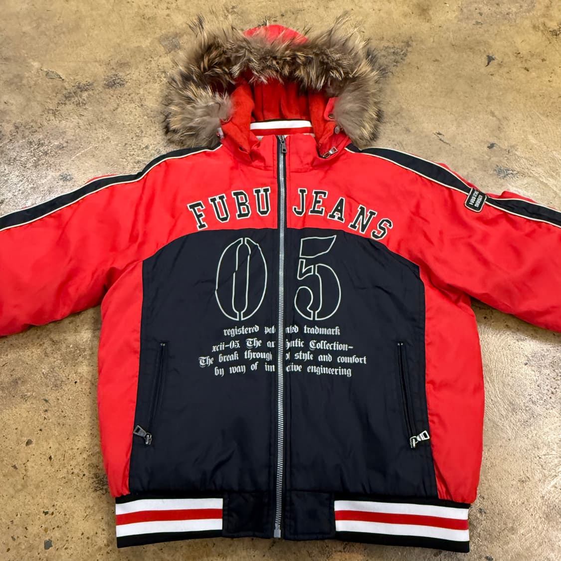 후부 레드 레이싱 스포티 털 숏패딩  상품이미지3