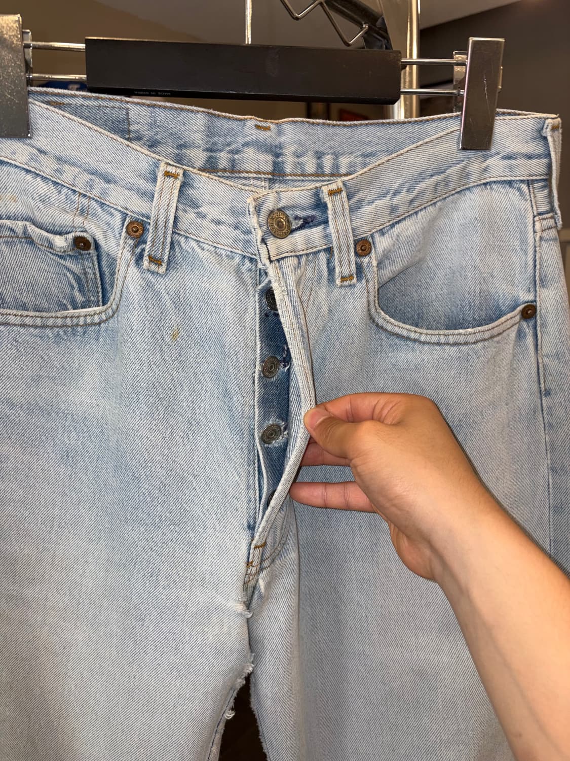 80’s Levi’s 501 USA denim hard washed pa 상품이미지5