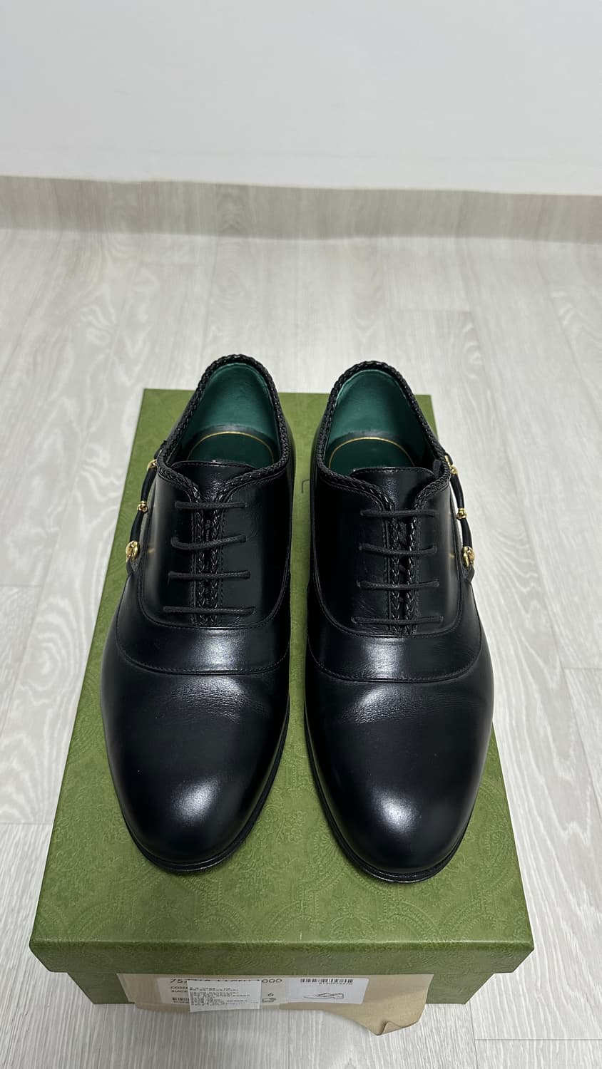 구찌 레이스업 스퀘어 홀스빗 남성 구두 6사이즈 정품 새상품 정가179만 상품이미지2