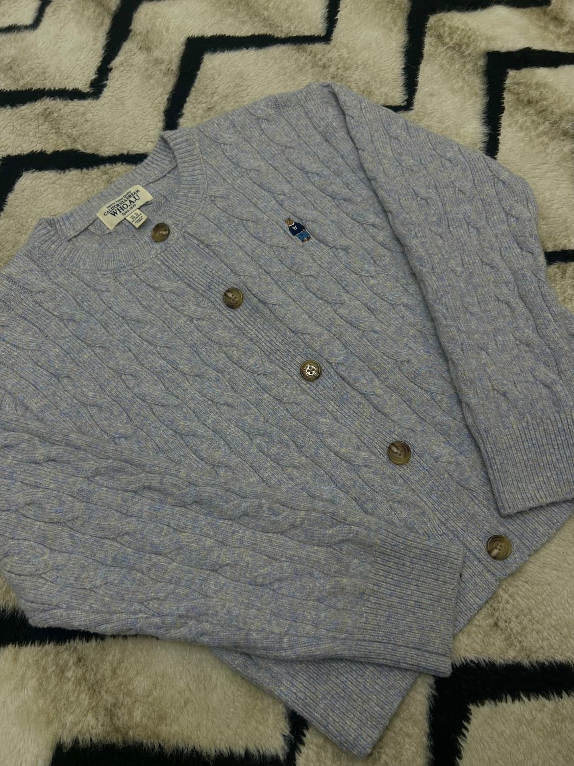 [M]후아유 스티브 보카시 케이블 가디건/퍼플 상품이미지2