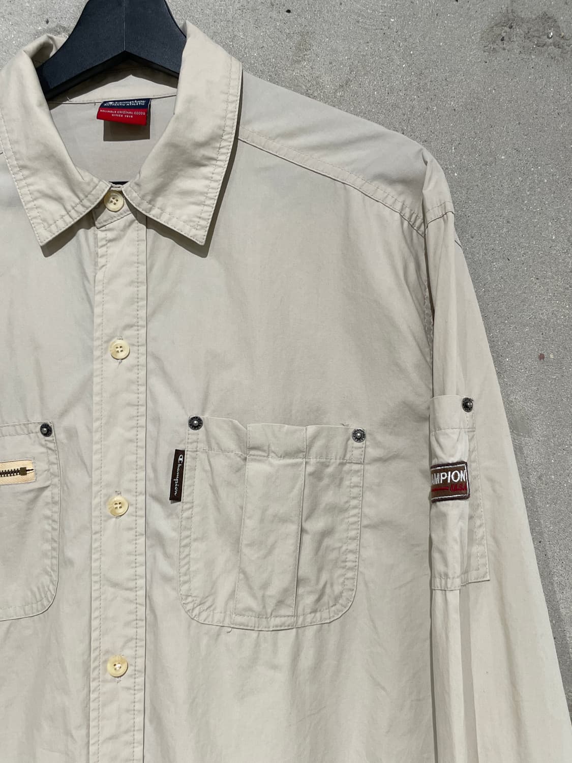 챔피온 라이트 베이지 트윈 포켓 워크 셔츠 상품이미지3
