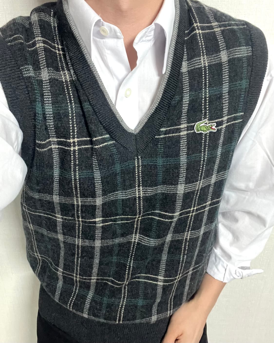 라코스테 체크 니트 조끼 베스트 상품이미지3