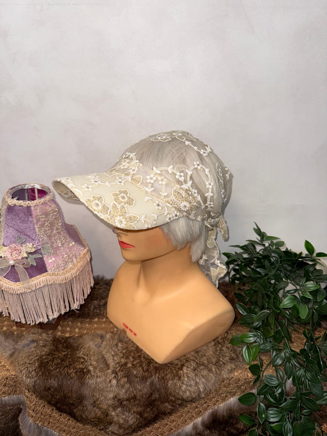 Ivory floral lace ball cap  상품이미지1