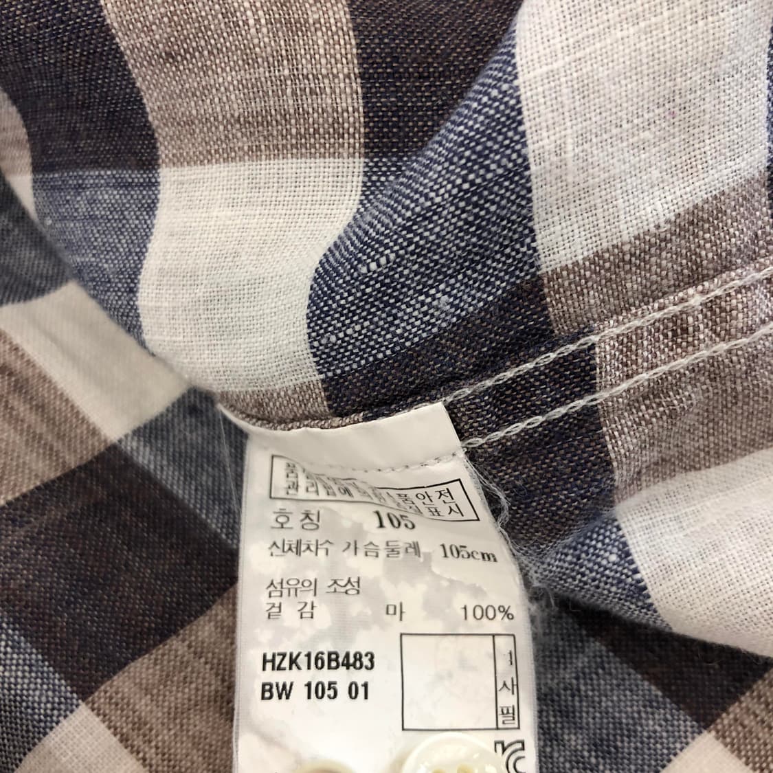 헤지스 린넨 100% 클래식 체크셔츠 105 상품이미지7