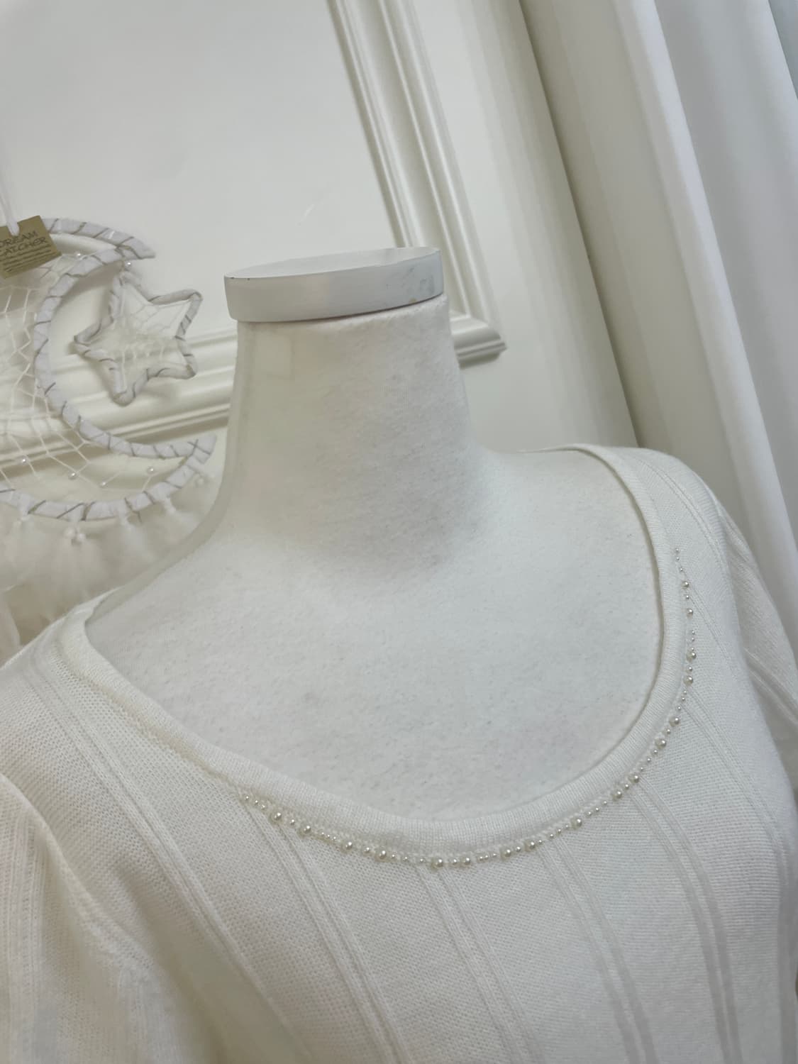 white pearl point half knit top(size-L) 상품이미지7