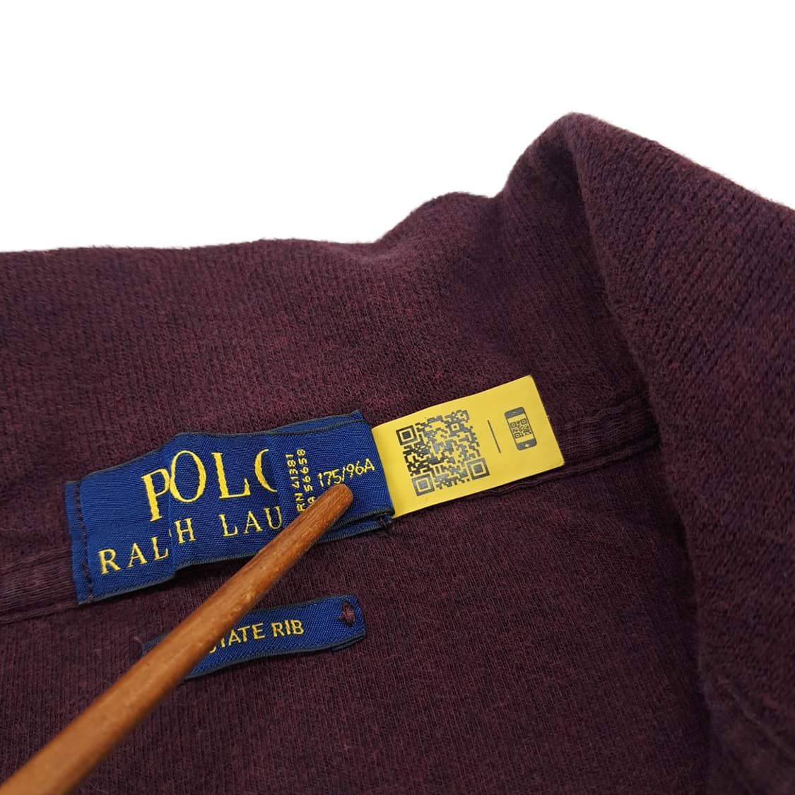 CN667 M 폴로 랄프로렌 QR 버건디와인 하프집업 긴팔 니트 스웨터 상품이미지6