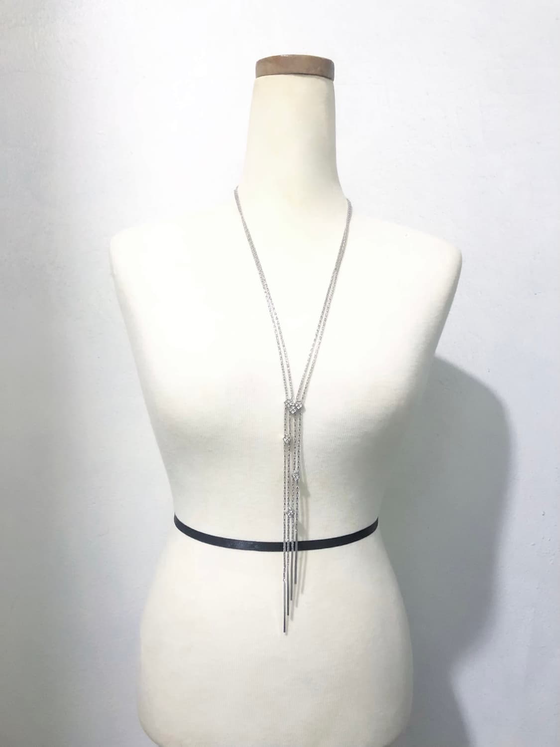 빈티지 긱시크 와투케 오리엔탈 펑크 갸루 그런지 실버 드롭 롱목걸이 상품이미지1