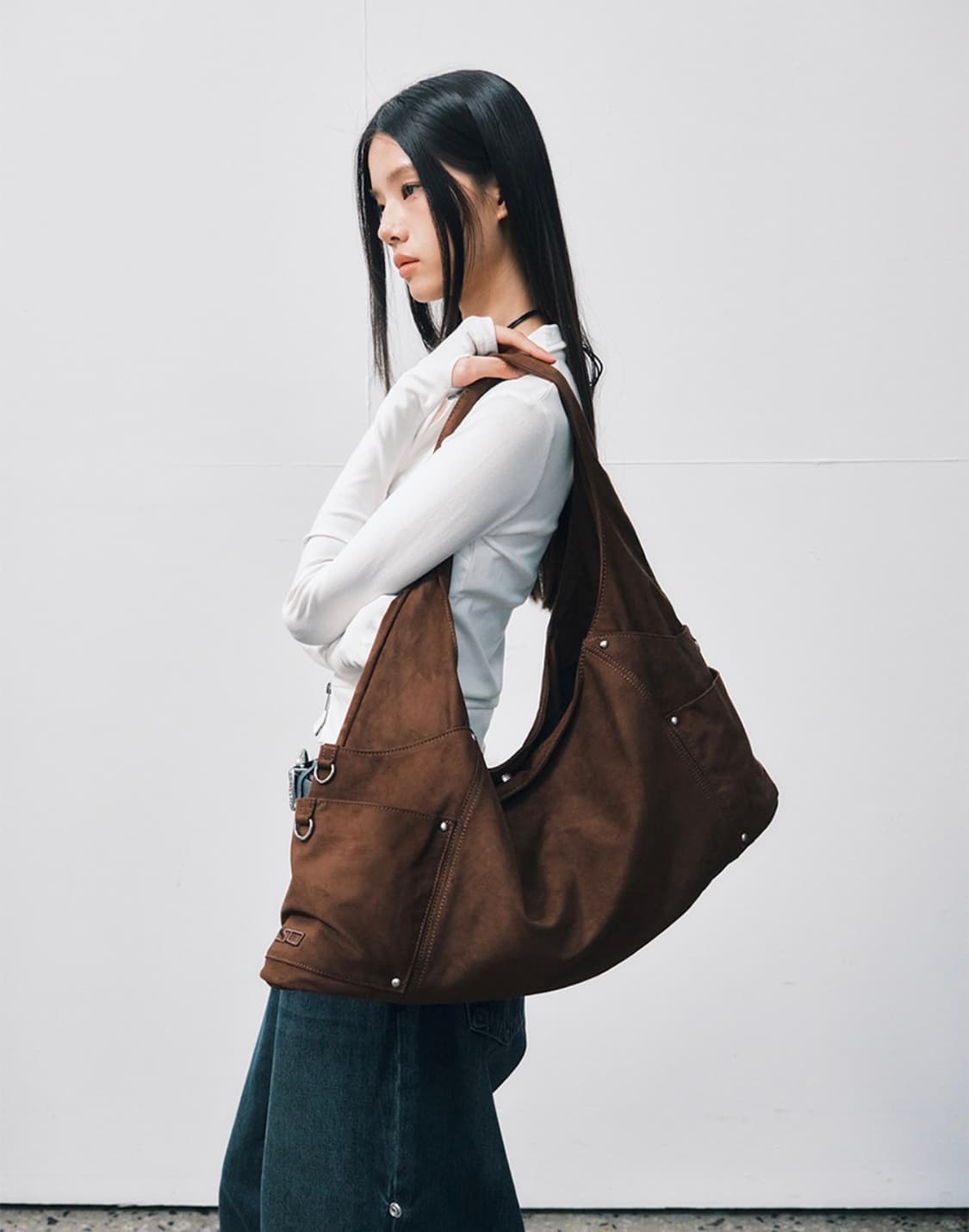 [새상품] 스퀘어라인 마렌 maren 가방 스웨이드 다크 브라운 상품이미지1