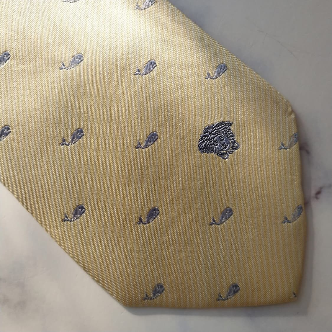 베르사체 실크 레몬 올오버 고래 패턴 넥타이 9.1cm B등급 K1918 상품이미지5