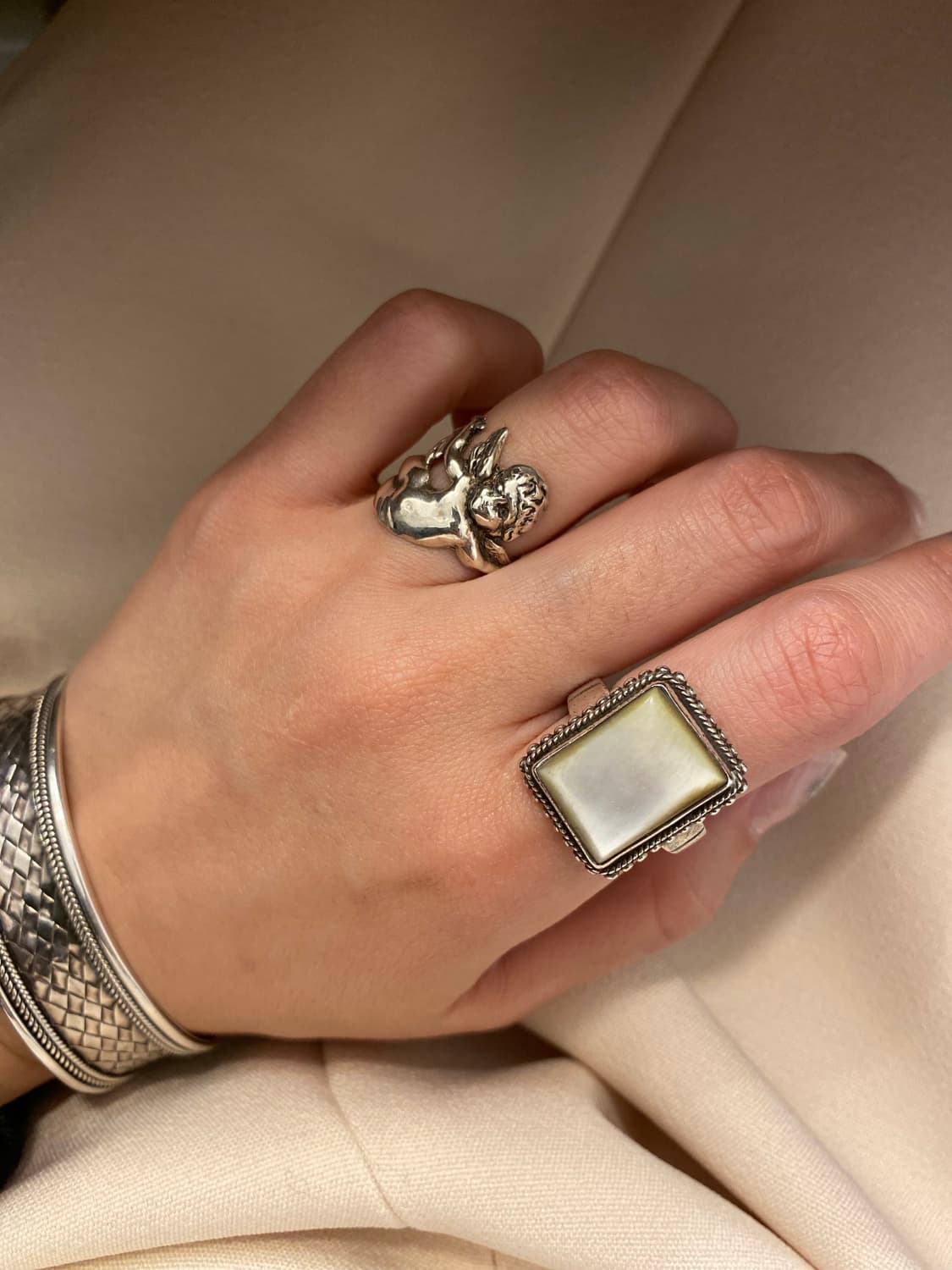 square mother-of-pearl 925silv 상품이미지8