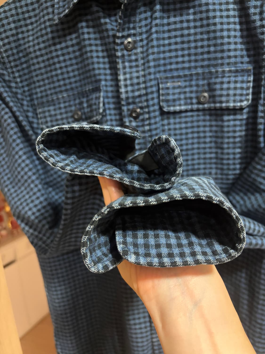 (M) RRL 인디고 플레이드 워크 셔츠 상품이미지3