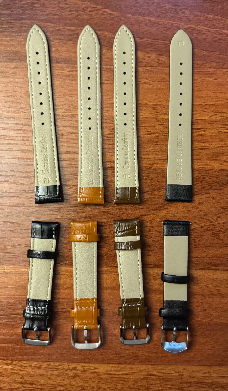 택포) 미사용 가죽 스트랩 시계줄 18mm 4종 일괄 상품이미지2