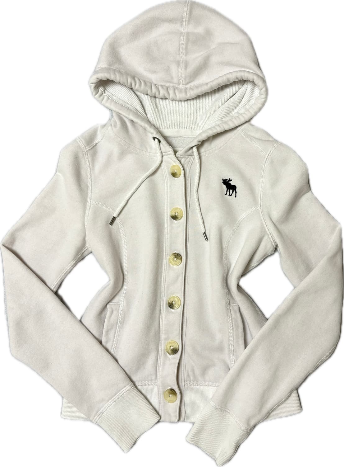 아베크롬비 버튼 후드집업 화이트 S 딱붙핏 상품이미지1