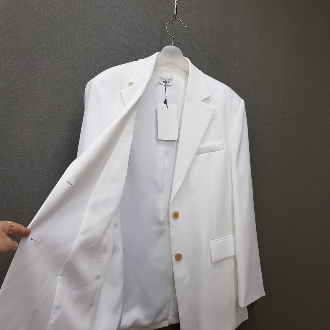 오르 2024 투버튼 자켓 와이드 팬츠 셋업 S/M사이즈(택달린새제품) 상품이미지6