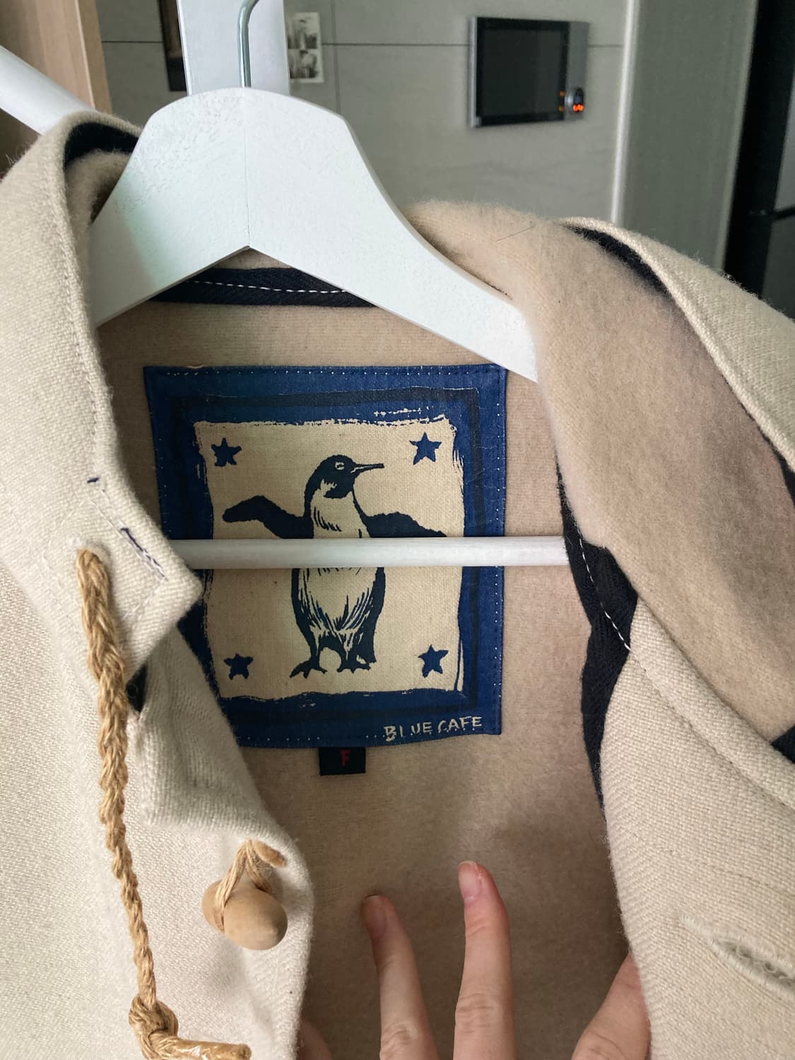 일본 빈티지 아이보리 후드 떡볶이 코트(더플코트) 상품이미지3