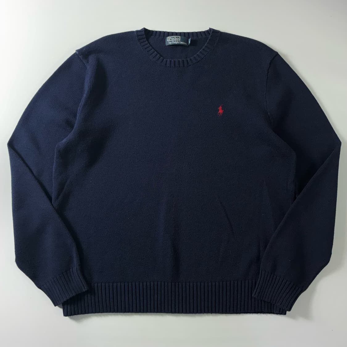 Polo  폴로 랄프로렌 90,s 자수 코튼 네이비 라운드 니트  상품이미지1