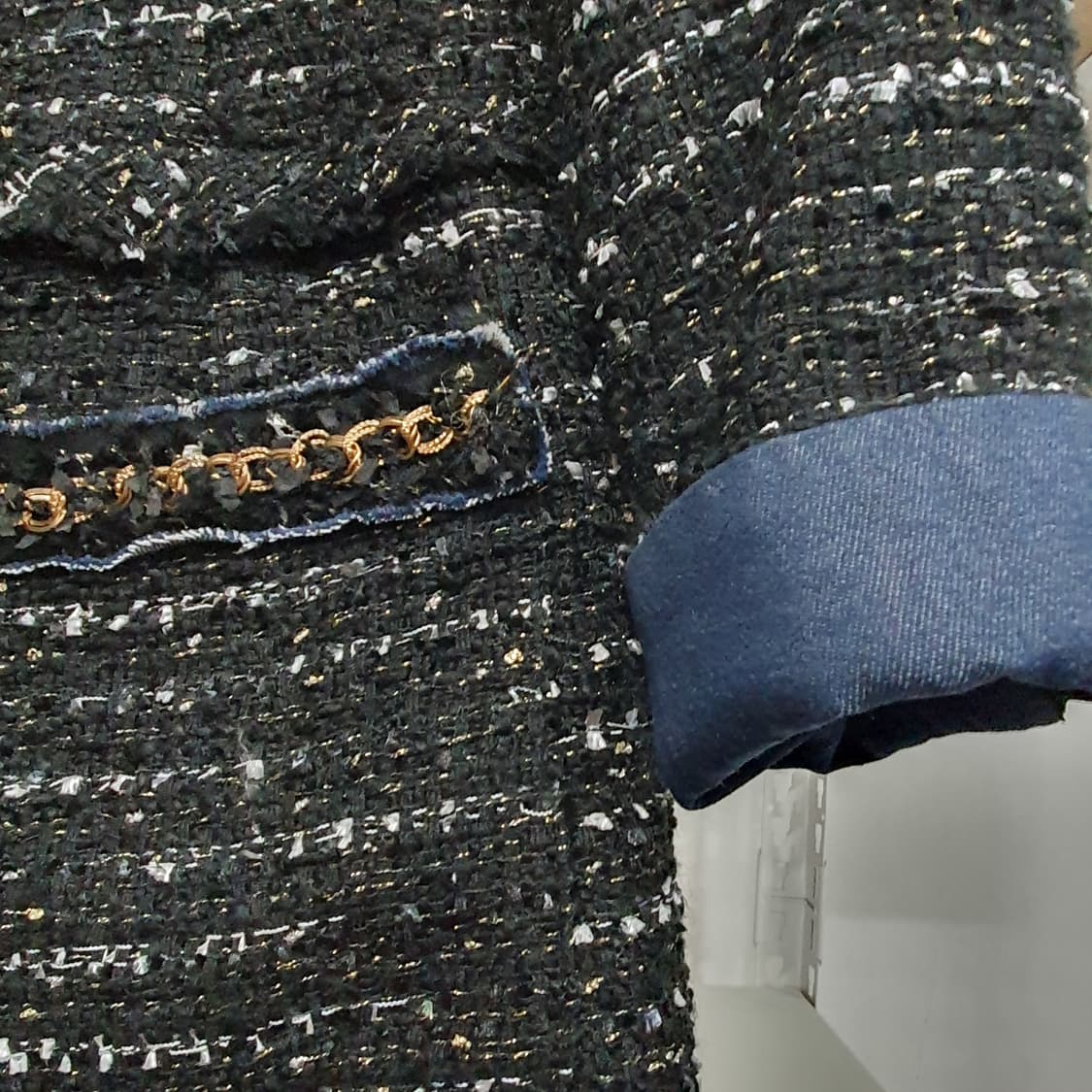 샤틴 트위드 블랙 자켓 반 코트 55 상품이미지7