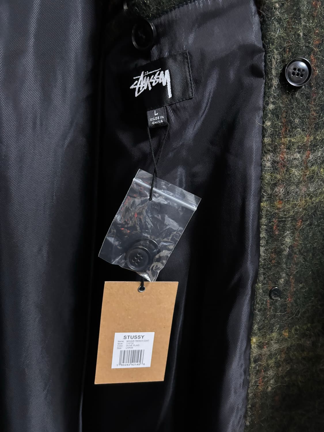 [L] 스투시 모헤어 체크 코트 새상품 상품이미지7