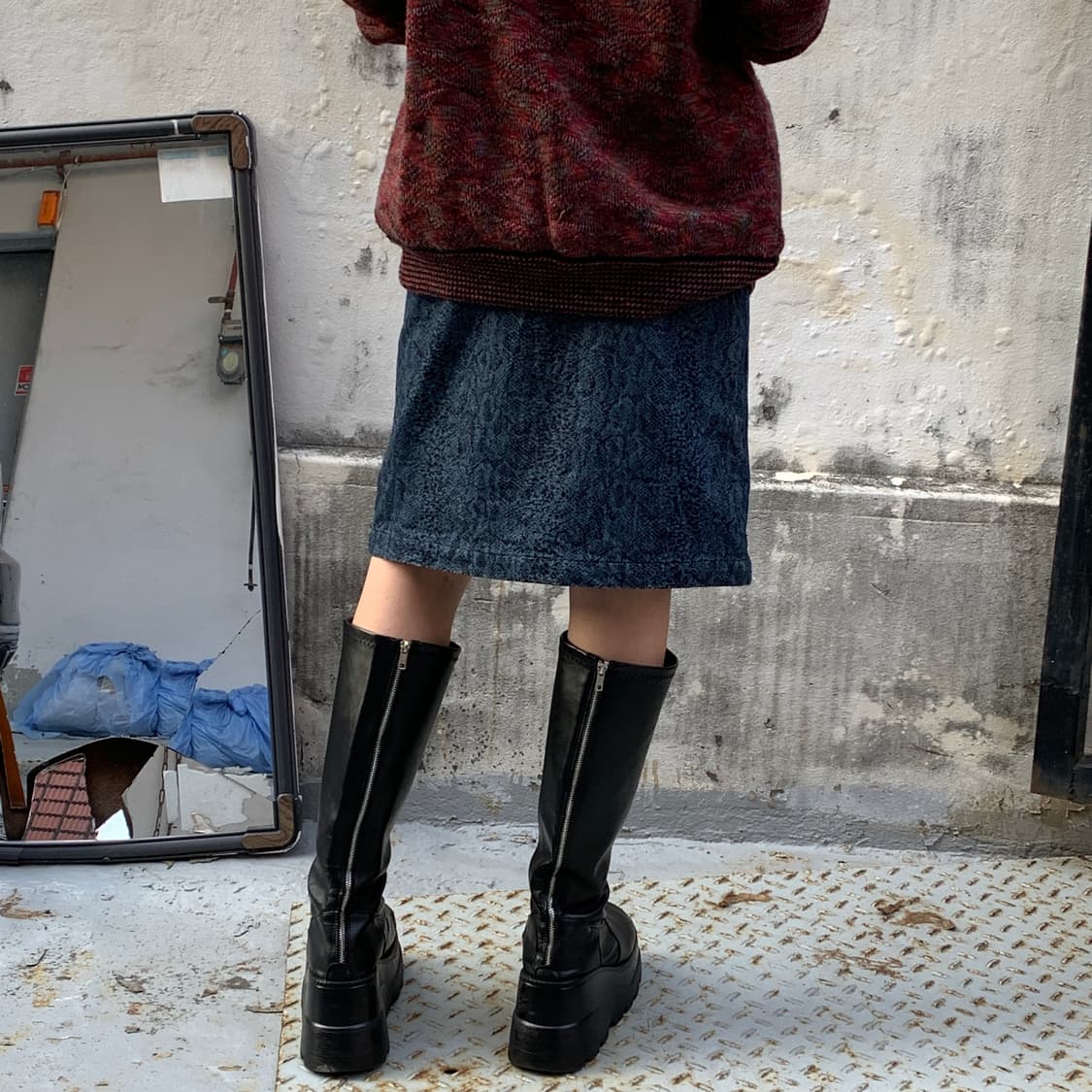 히스테릭 글래머 데님 스네이크 스킨 스커트 상품이미지8