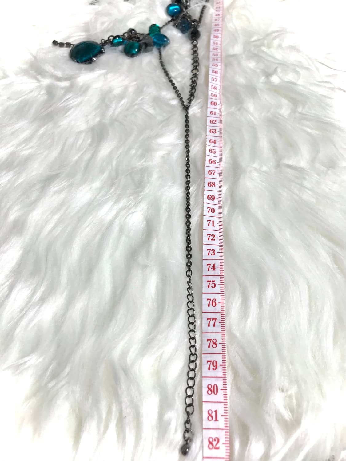 빈티지 딥터콰이즈 청록 비즈 롱 드롭 두줄 체인 목걸이 상품이미지7