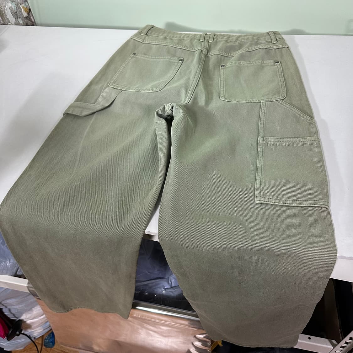 S 흐앤므 H&M 세미와이드 딥베이지 카펜더 데님팬츠 상품이미지5