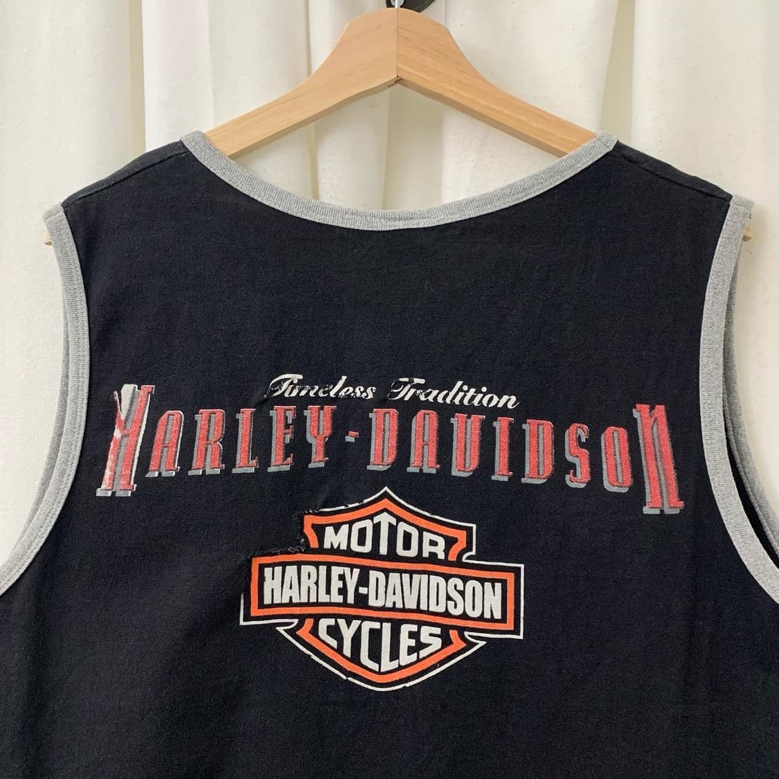 할리데이빈슨 블랙 빅프린팅 슬리브리스 상품이미지4