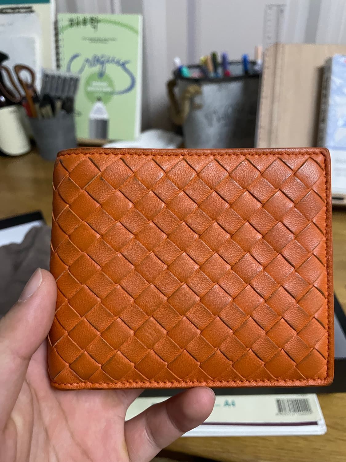 보테가베네타 인트레치아토 반지갑 오렌지 상품이미지1