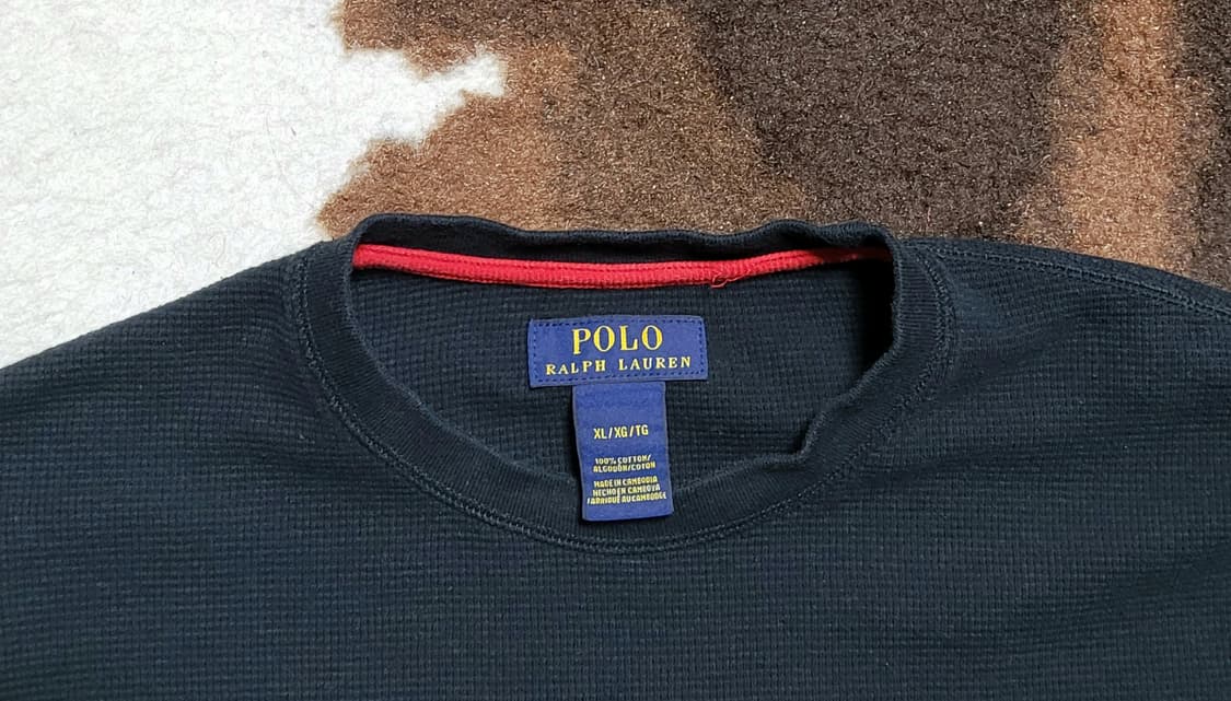 폴로 랄프로렌 남성용 블랙 와플 라운드 긴팔 티셔츠(XL) 상품이미지5