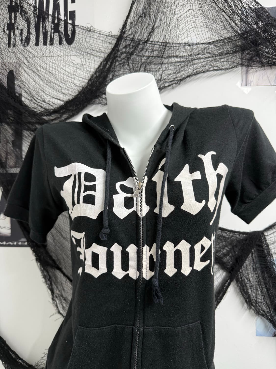00s punk mood printing hoodie halfsleeve 상품이미지5