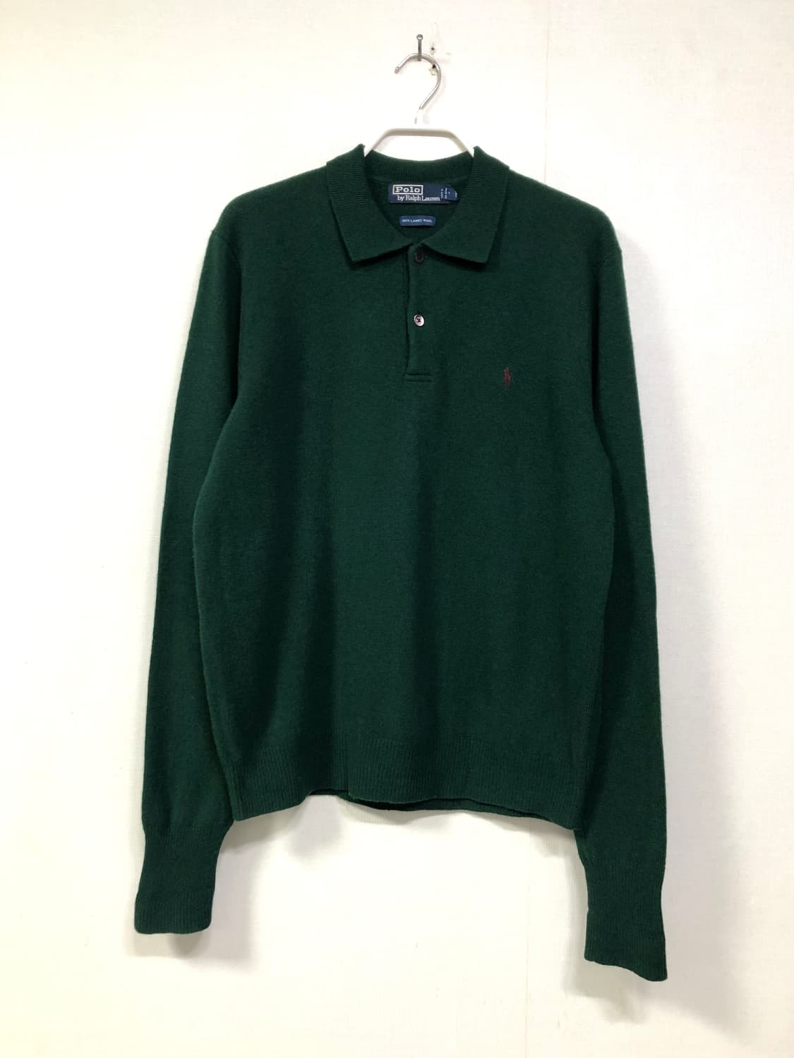 폴로 랄프로렌 남성 램스울 100% 긴팔 카라 니트 M _ 그린 상품이미지1
